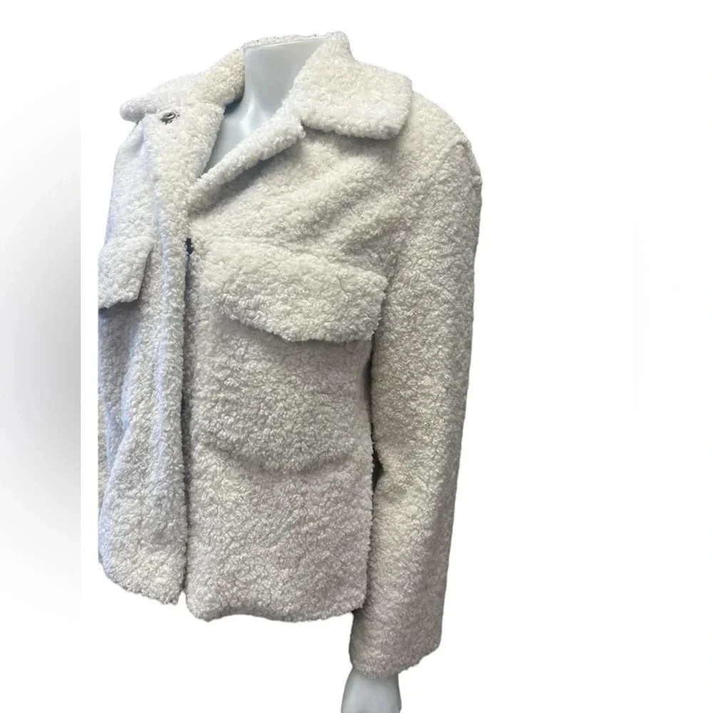 Zara Off White  Teddy Coat Size Small - Picture 3 of 10